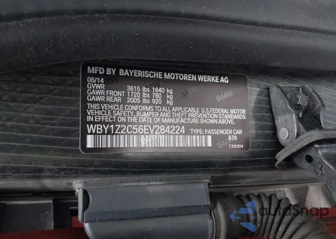 2014 BMW I3 Bev z USA, uszkodzony, nr VIN WBY1Z2C56EV284224